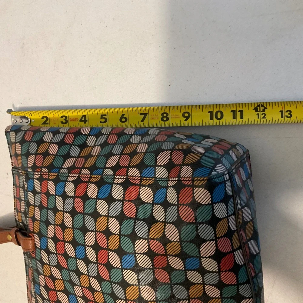 Fossil Rachel Tote Bag PVC Multicolor Fall Geometric Print Coated Canvas ZB7305